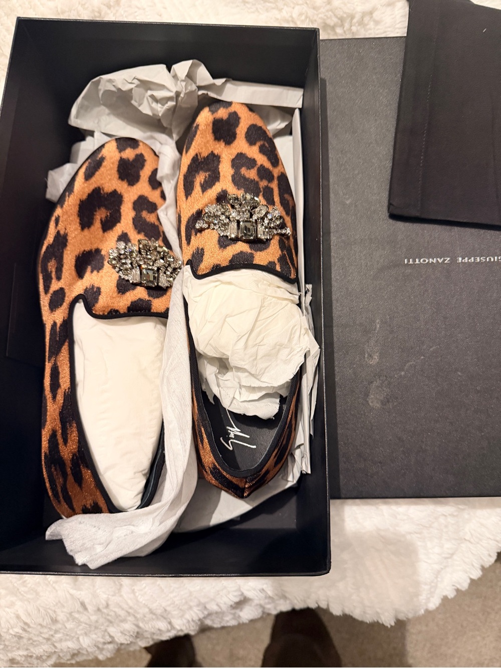 Giuseppe Zanotti Leopard Print Embellished Slip-On Loafers